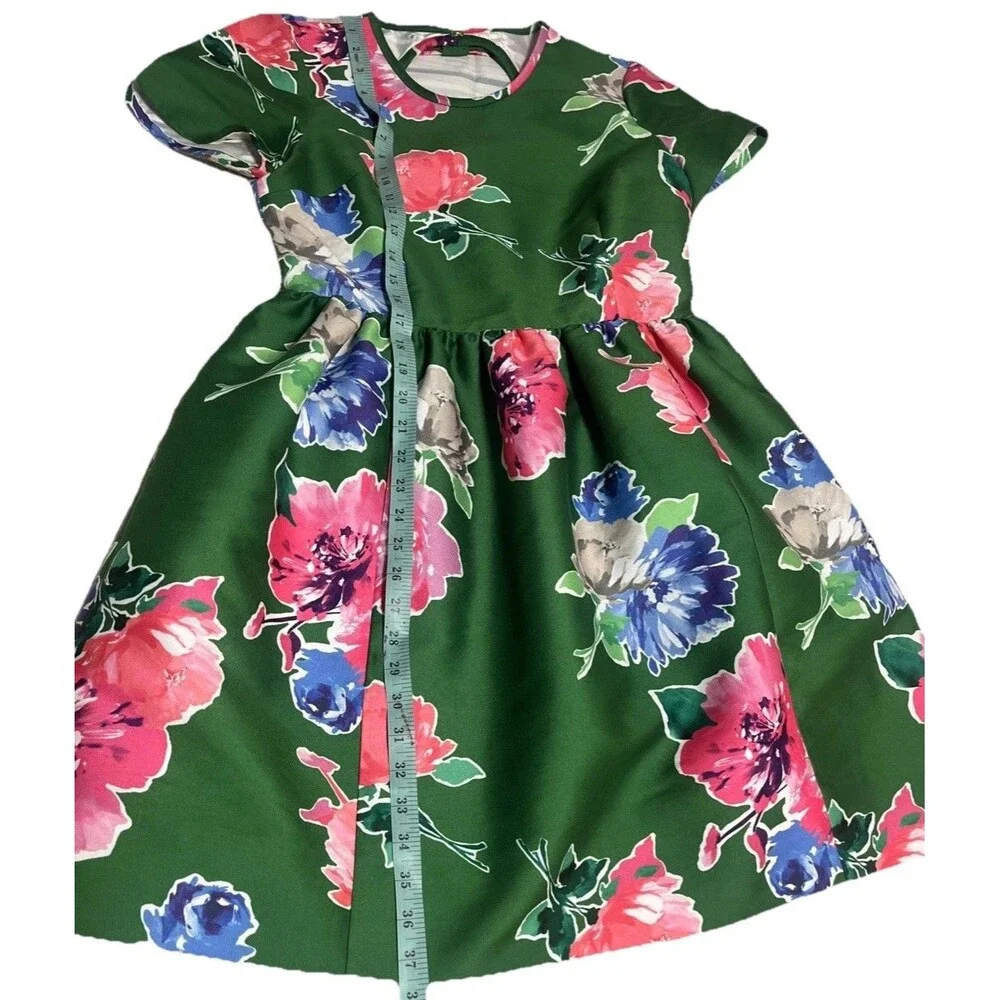 Kate Spade Stelli In Full Bloom Dress Size 10 Green Floral Fit Flare